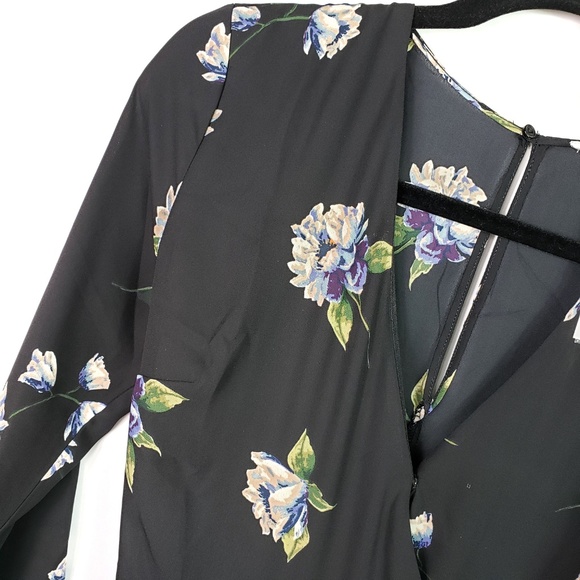 NEW Lush Nordstrom Elly Wrap Dress Black Floral - Picture 5 of 8